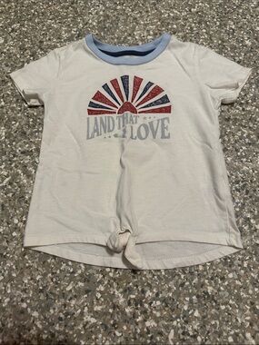 wonder nation Cream Tee with Blue Trim & Red/Navy Graphic